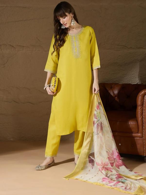 VP 9719 Y Women Kurta and Trousers Pant Sets Cotton Blend